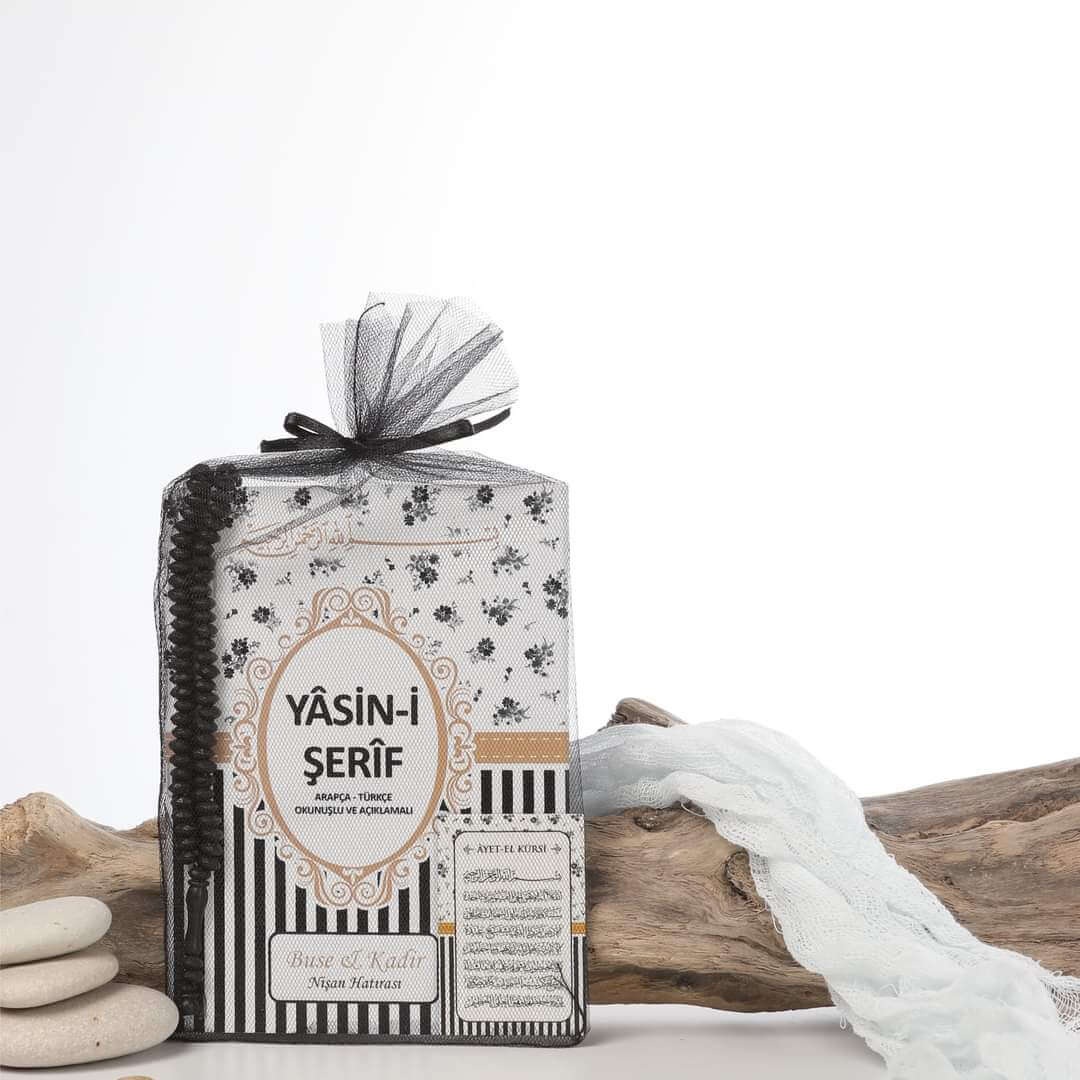 64 Sayfa Eko Çiçek Yâsin-i Şerif+tesbih+Ayetli Magnet+ Tül Kese
