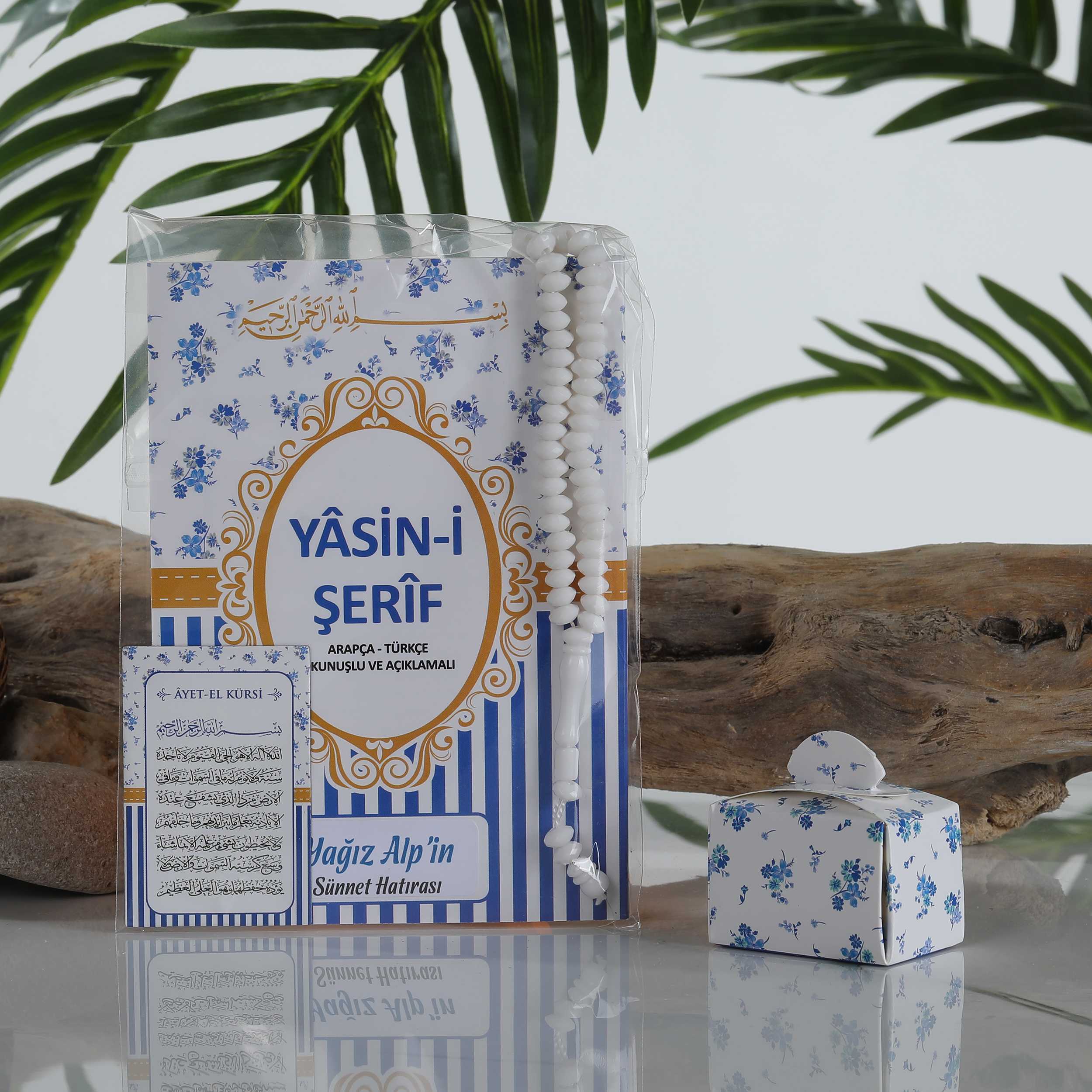 çizgi Yasin Şerif-magnet-tesbih-lokumluk-şeffaf ambalaj