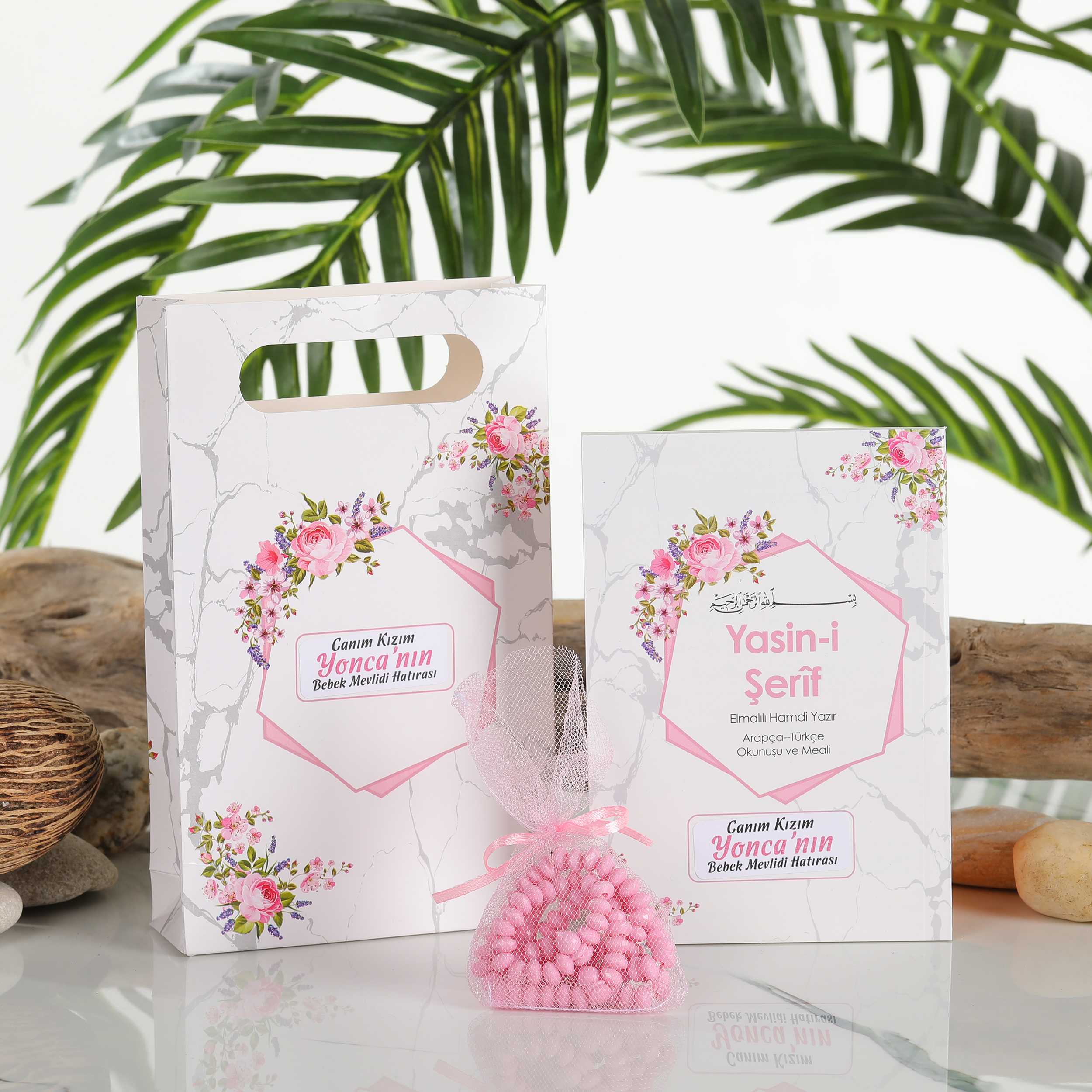 Altıgen Yasini Şerif 3 lu set Pembe